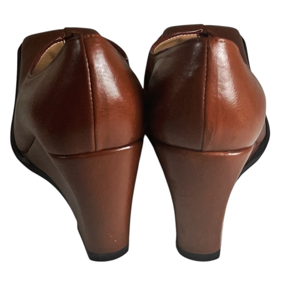 Bolero Italian Cognac Leather Square Toe Wedges Sz 38/US 7 Menswear Office NWOT - Picture 4 of 6